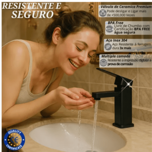 Torneira Banheiro Monocomando Misturador Quente E Fria Inox (  PRETO ) - Image 3