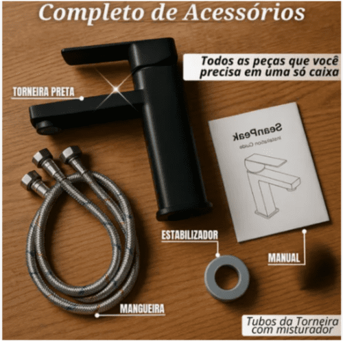 Torneira Banheiro Monocomando Misturador Quente E Fria Inox (  PRETO ) - Image 6