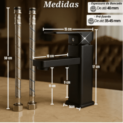 Torneira Banheiro Monocomando Misturador Quente E Fria Inox (  PRETO ) - Image 7