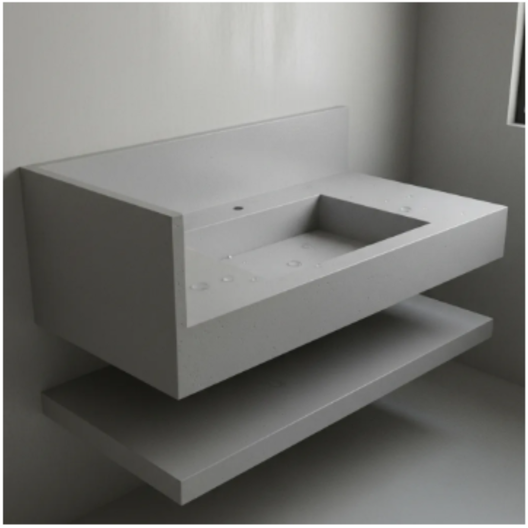 Cuba Esculpida 0,80x,0,45x0,10 + Plateleira 0,80 x 0,40 x 0,05 Cinza Cimenticio - Acetinado - Image 5