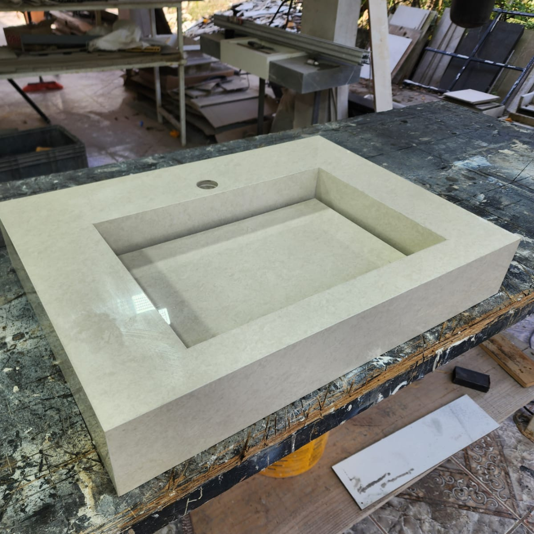 Cuba Esculpida No Porcelanato ( Modelo Retangular ) 60x45x10 Bege Areia - Image 5