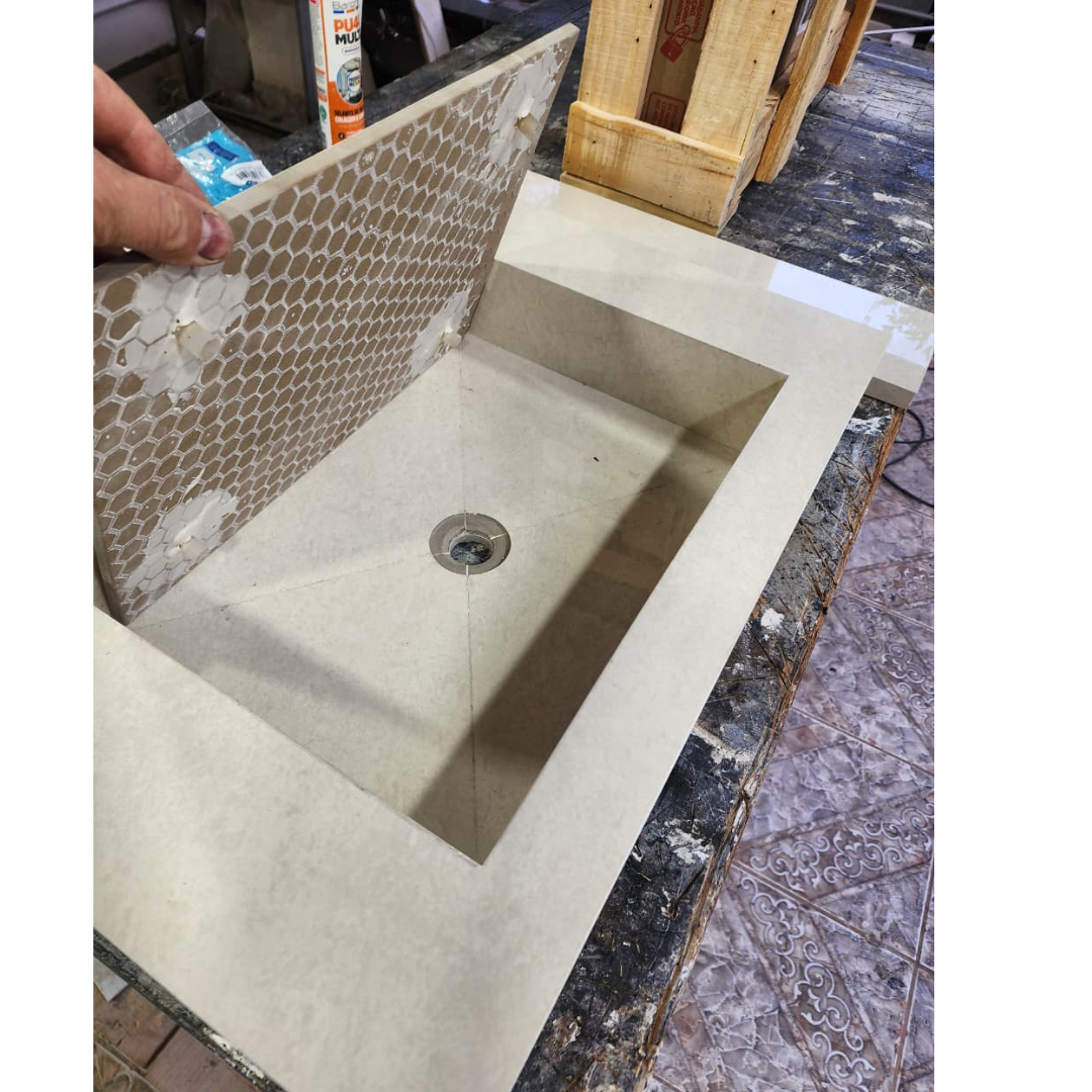 Cuba Esculpida No Porcelanato ( Modelo Retangular ) 60x45x10 Bege Areia - Image 8