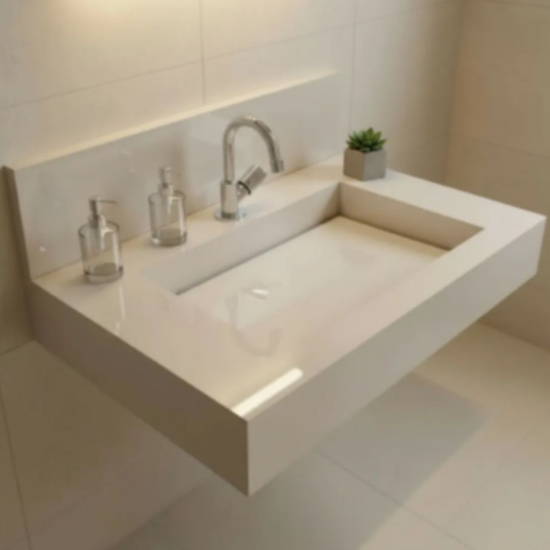 Cuba Esculpida No Porcelanato ( Modelo Retangular ) 60x45x10 Bege Areia - Image 3