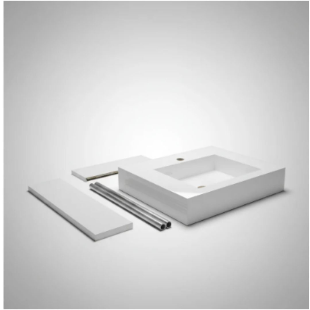 Cuba Esculpida 60x45x10 porcelanato Branco  Polido + Nicho borda diamante 0,60 x 0,40. - Image 2