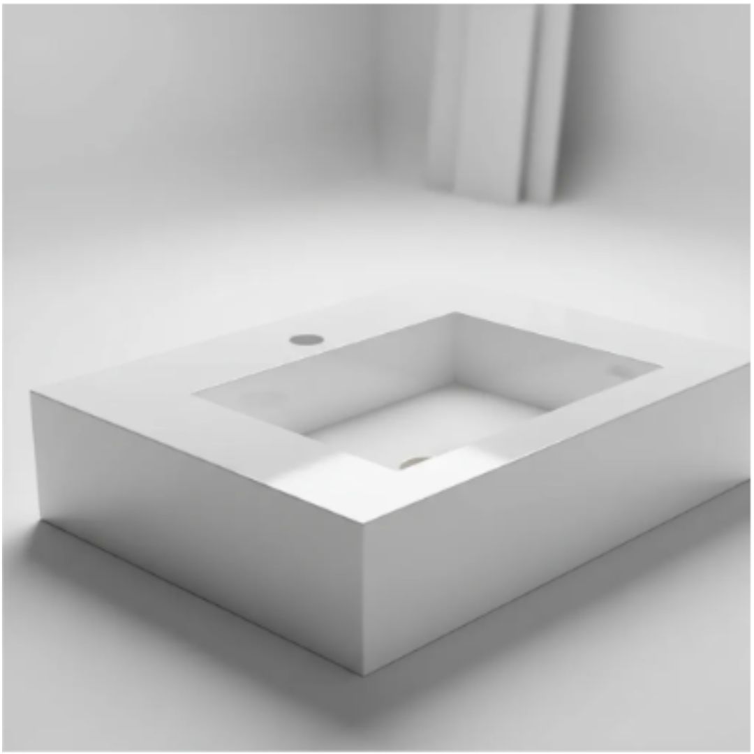 Cuba Esculpida 60x45x10 porcelanato Branco  Polido + Nicho borda diamante 0,60 x 0,40. - Image 4