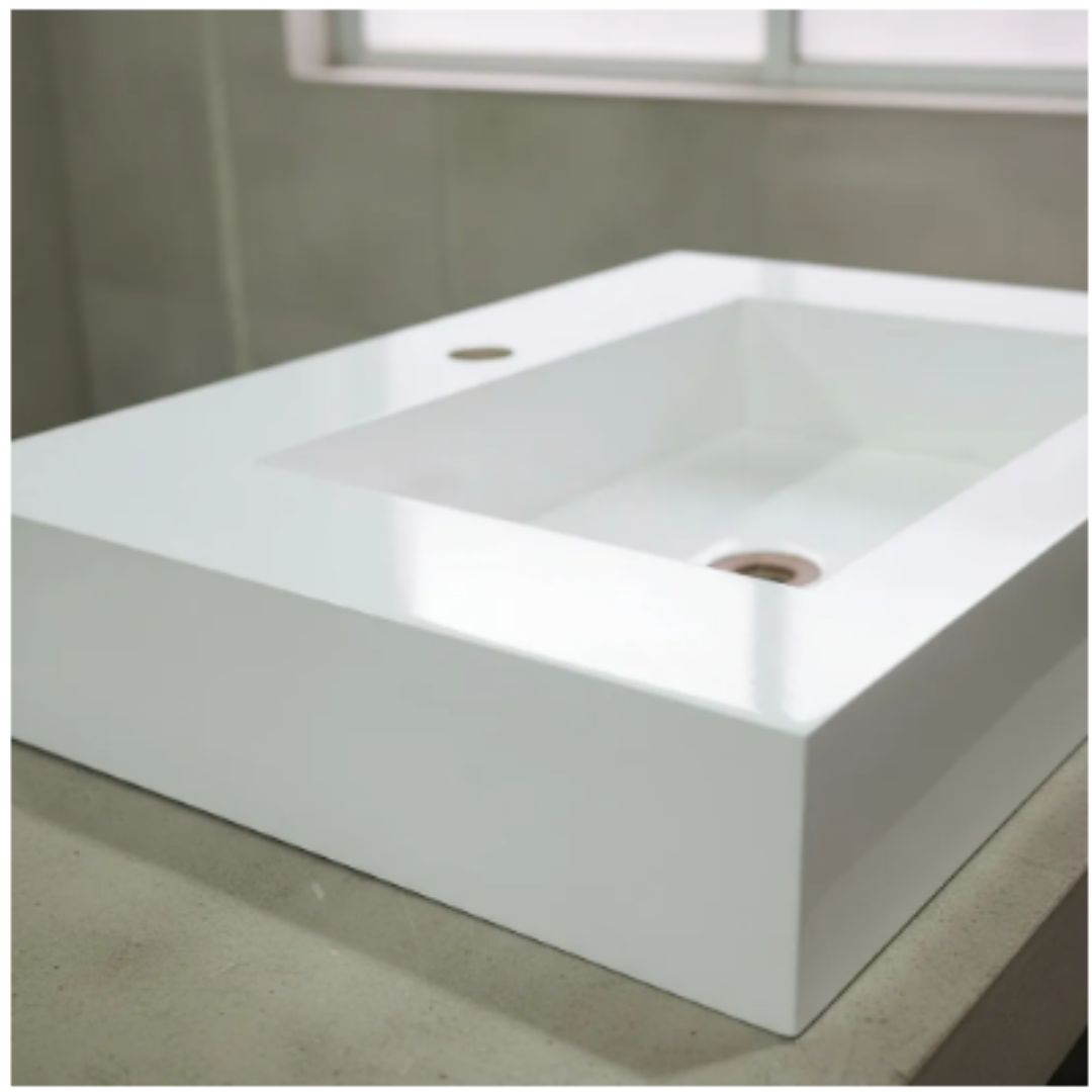 Cuba Esculpida 60x45x10 porcelanato Branco  Polido + Nicho borda diamante 0,60 x 0,40. - Image 5