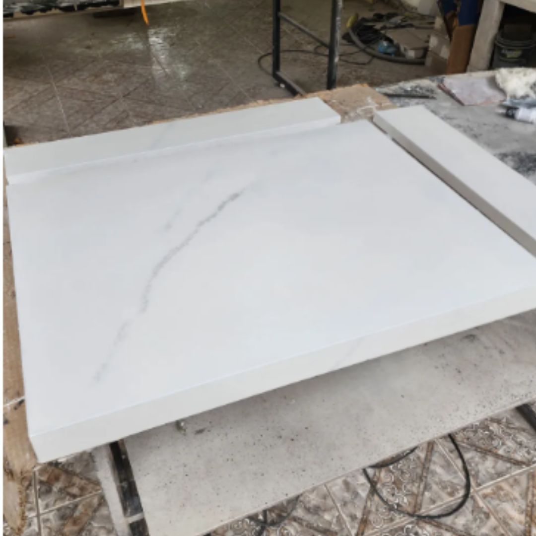 Bancada Em Porcelanato P/ Cuba D Sobrepor 0,60 X 0,45 X 0,04 Calacata Suave - Acetinado - Image 4