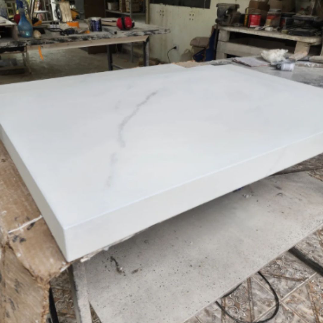 Bancada Em Porcelanato P/ Cuba D Sobrepor 0,60 X 0,45 X 0,04 Calacata Suave - Acetinado - Image 5