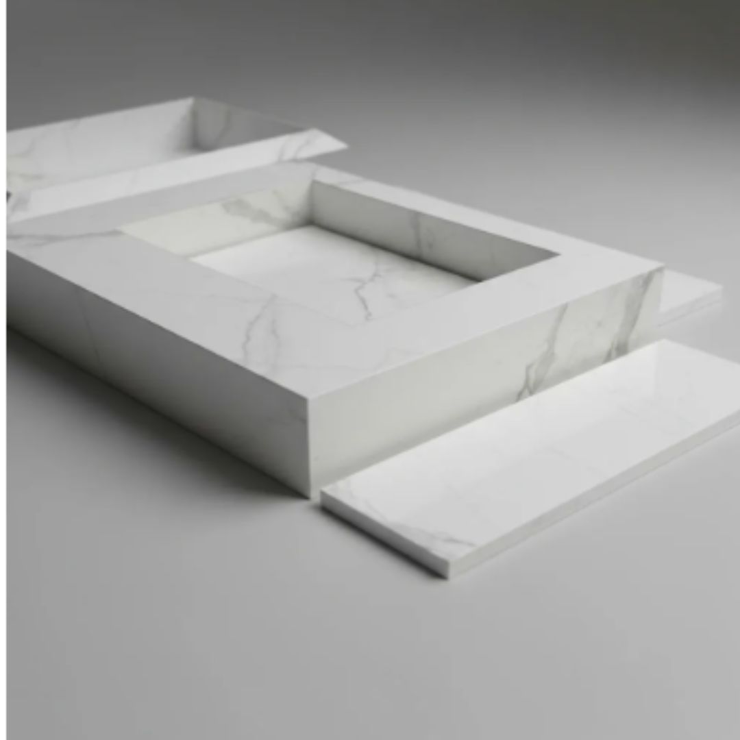 Kit Completo: Cuba Esculpida 60x45x10 + Nicho 0,60 X 0,40 Calacata Acetinado