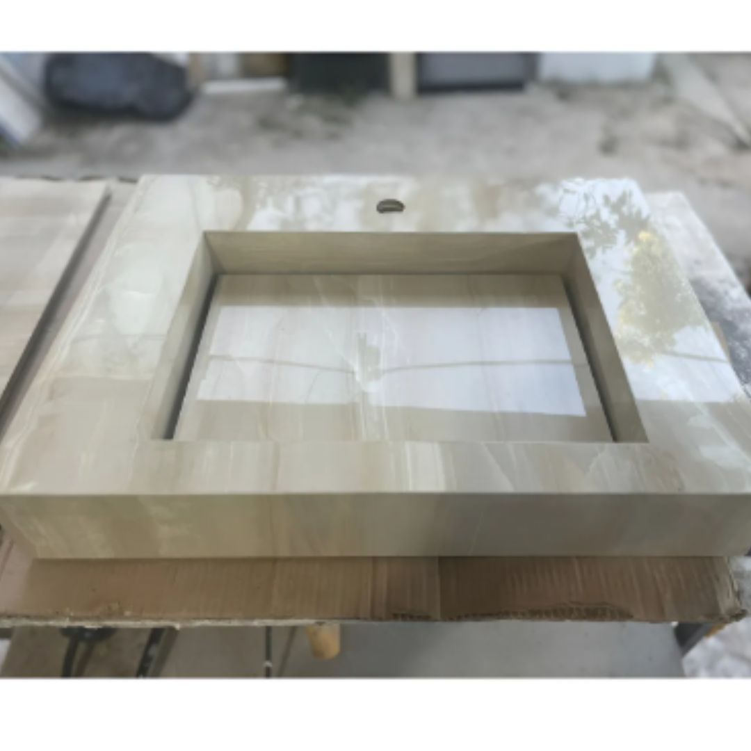 Cuba Esculpida No Porcelanato ( Modelo Retangular ) 60x45x10 Bege Marmorizado - Polido - Image 4