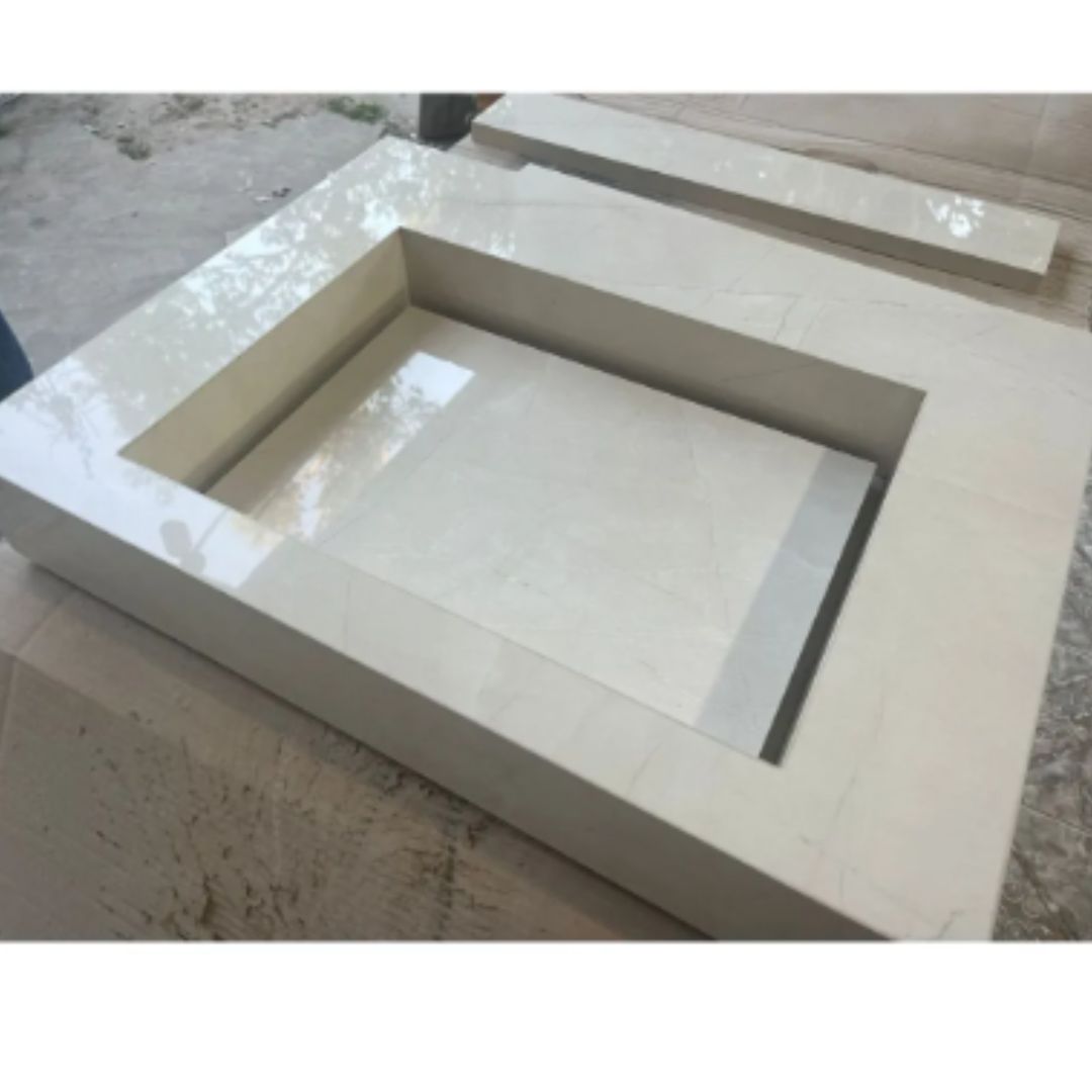 Cuba Esculpida No Porcelanato ( Modelo Retangular ) 60x45x10 Bege Com Veios Suave- Polido - Image 5