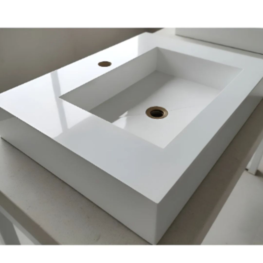 Cuba Esculpida No Porcelanato ( Modelo Retangular ) 60x45x10 Branco - Polido - Image 2