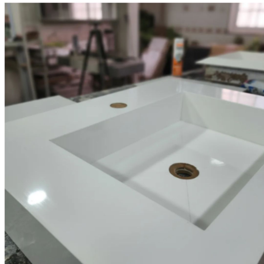 Cuba Esculpida No Porcelanato ( Modelo Retangular ) 60x45x10 Branco - Polido - Image 5