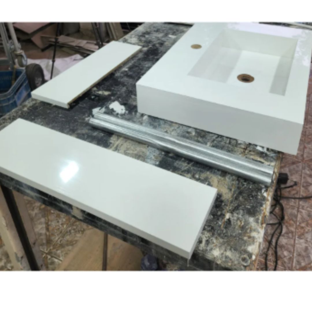 Cuba Esculpida No Porcelanato ( Modelo Retangular ) 60x45x10 Branco - Polido - Image 3