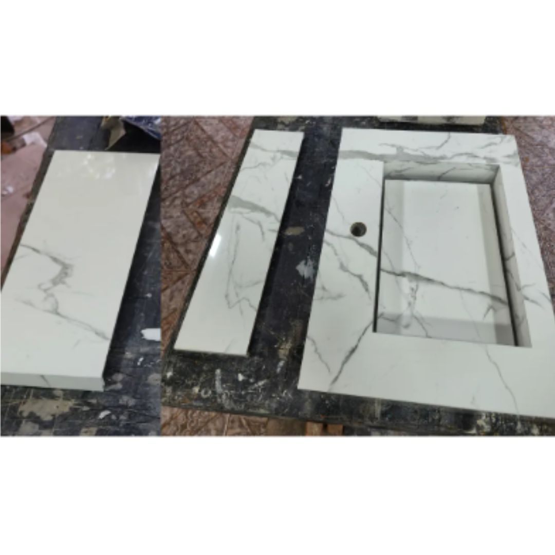 Cuba Esculpida No Porcelanato ( Modelo Retangular ) 60x45x10 Calacata-polido - Image 3