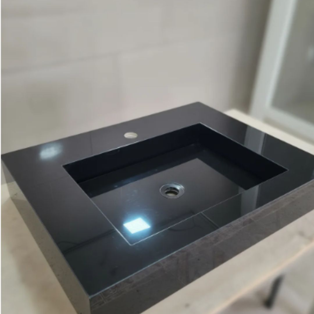 Cuba Esculpida No Porcelanato ( Modelo Retangular ) 60x45x10 Preto- Polido - Image 2