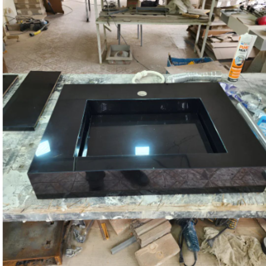 Cuba Esculpida No Porcelanato ( Modelo Retangular ) 60x45x10 Preto- Polido - Image 6