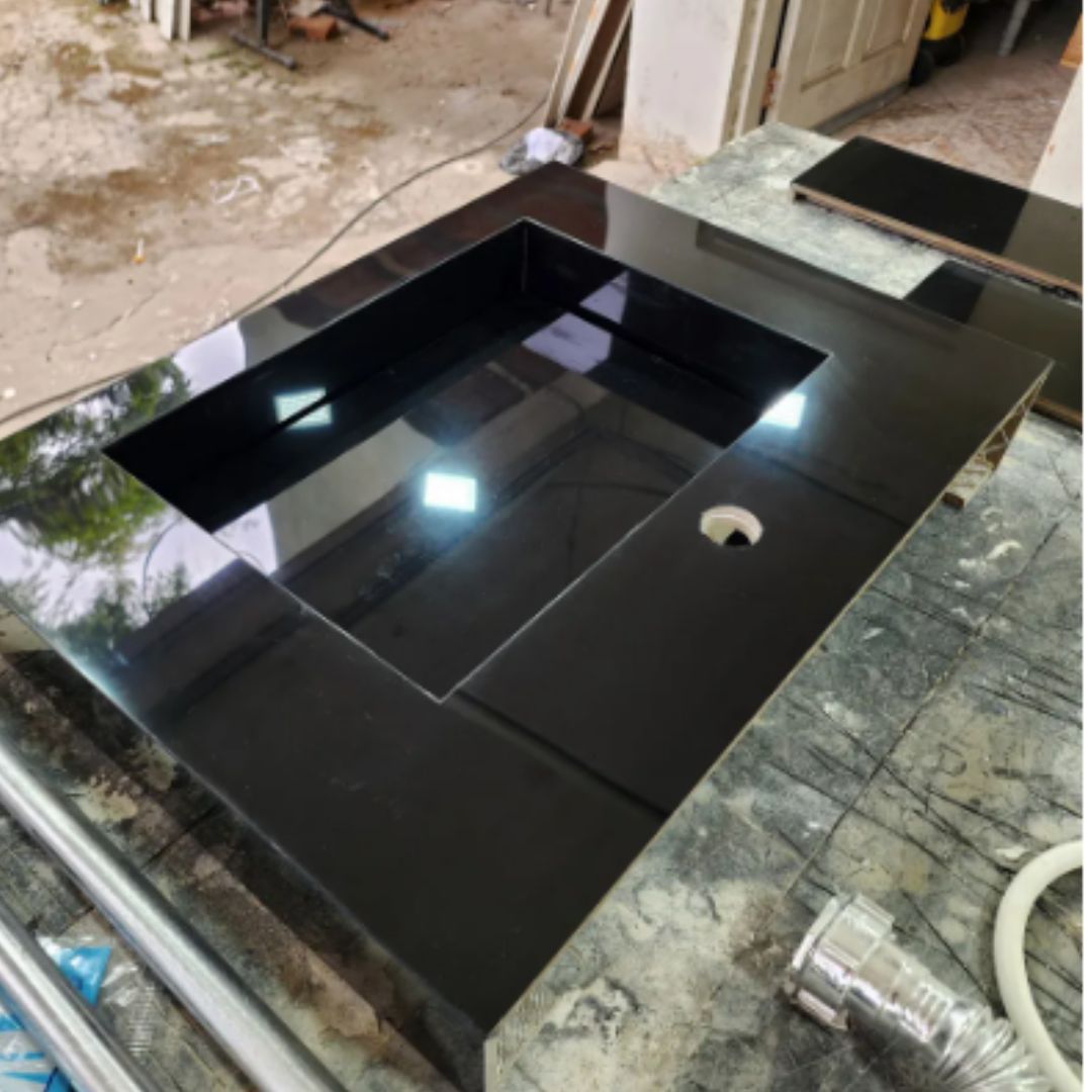 Cuba Esculpida No Porcelanato ( Modelo Retangular ) 60x45x10 Preto- Polido - Image 3