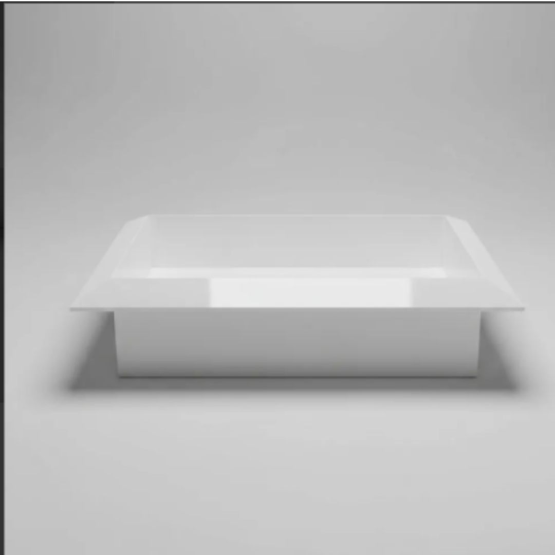 Cuba Esculpida 60x45x10 porcelanato Branco  Polido + Nicho borda diamante 0,60 x 0,40. - Image 3