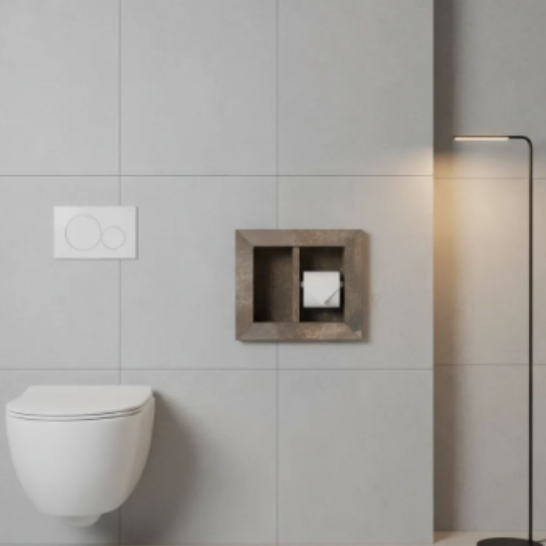 Nicho Papeleiro Borda Quadrada 35x31x10 Aço Corten - Polido