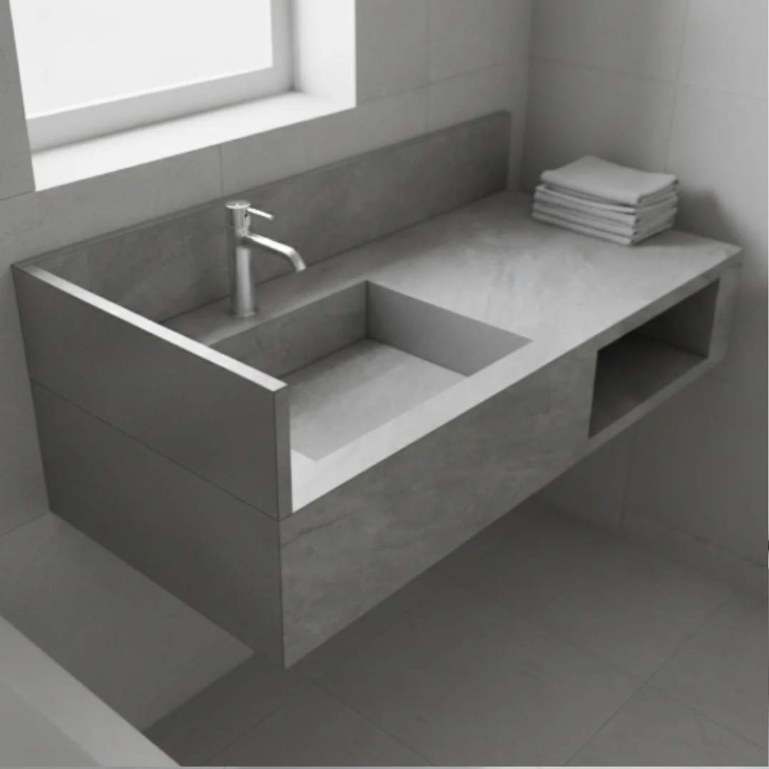 Cuba Esculpida Com Nicho Embutido 1,00 X0,45x0,20 Cinza Cimenticio Acetinado - Image 2