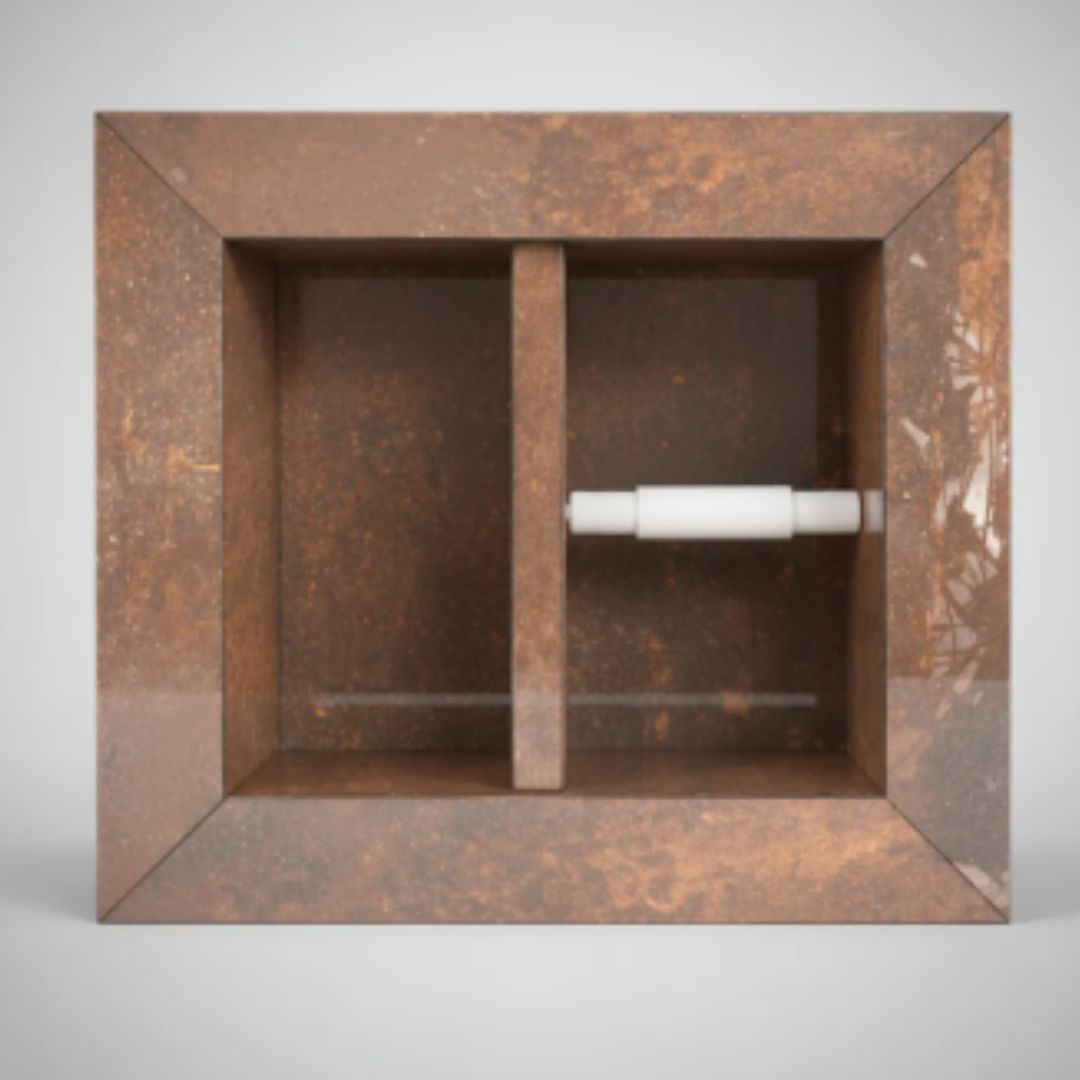 Nicho Papeleiro Borda Quadrada 35x31x10 Aço Corten - Polido - Image 3