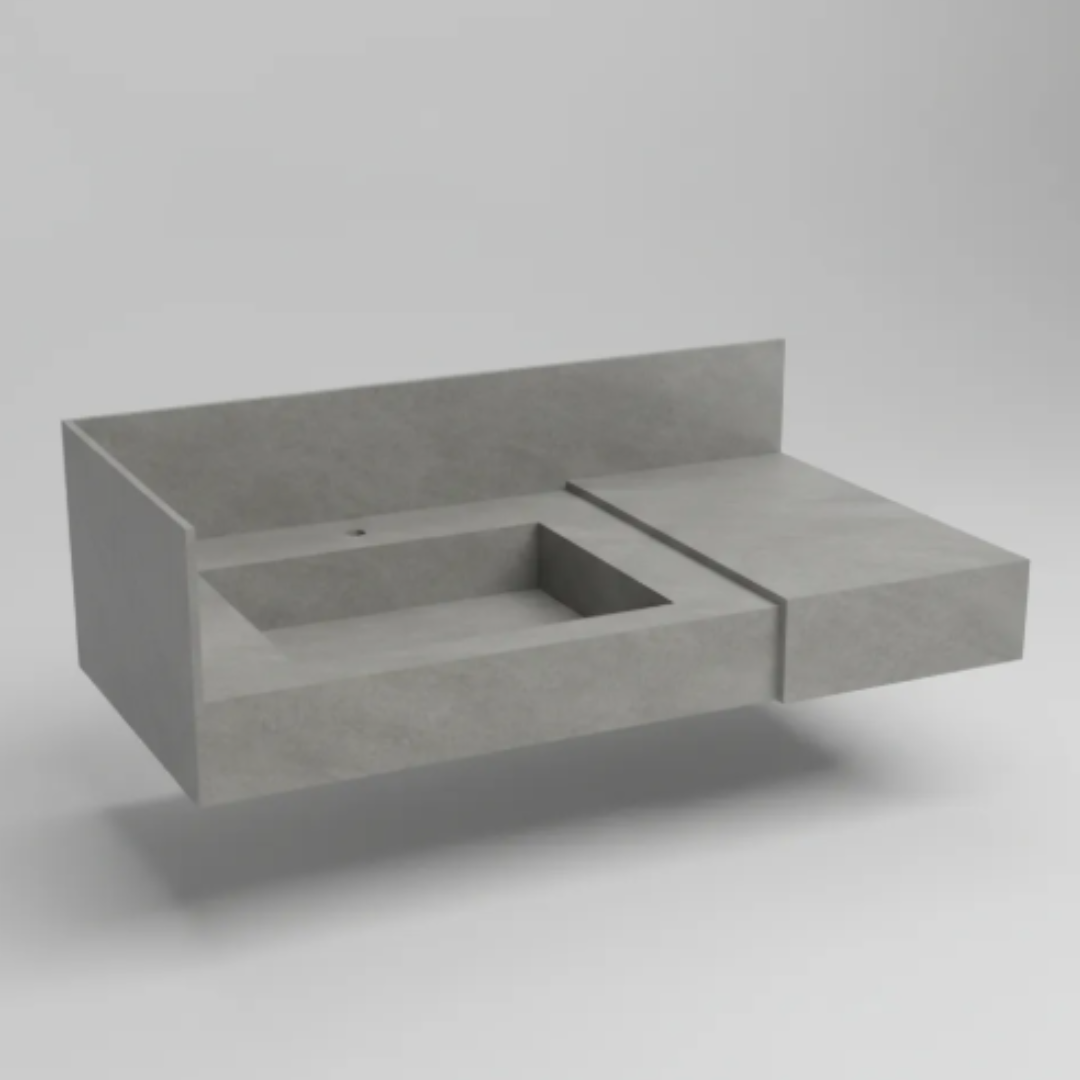 Cuba Esculpida Com Ressalto 90x45x10 Cinza Cimenticio Acetinado - Image 3