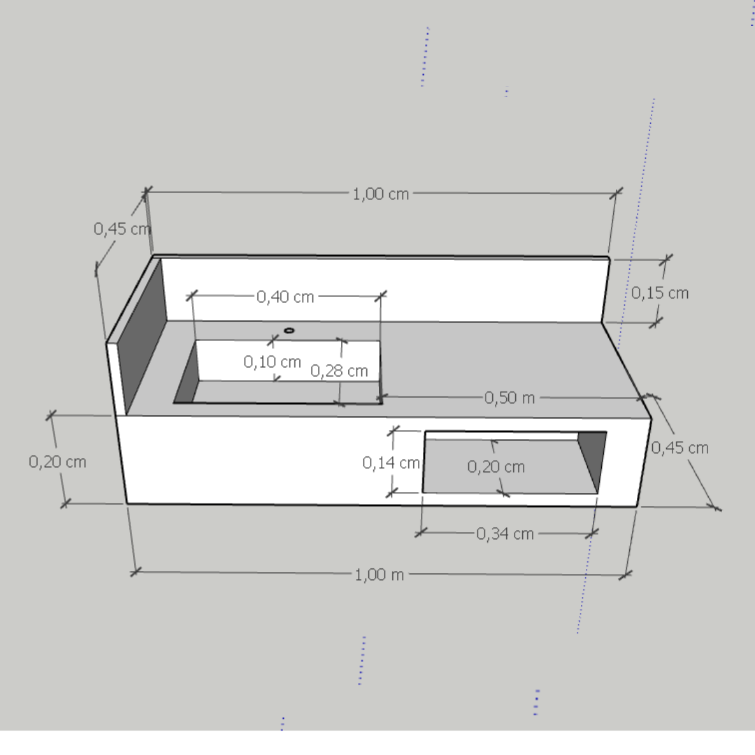 Cuba Esculpida Com Nicho Embutido 1,00 X0,45x0,20 Cinza Cimenticio Acetinado - Image 5