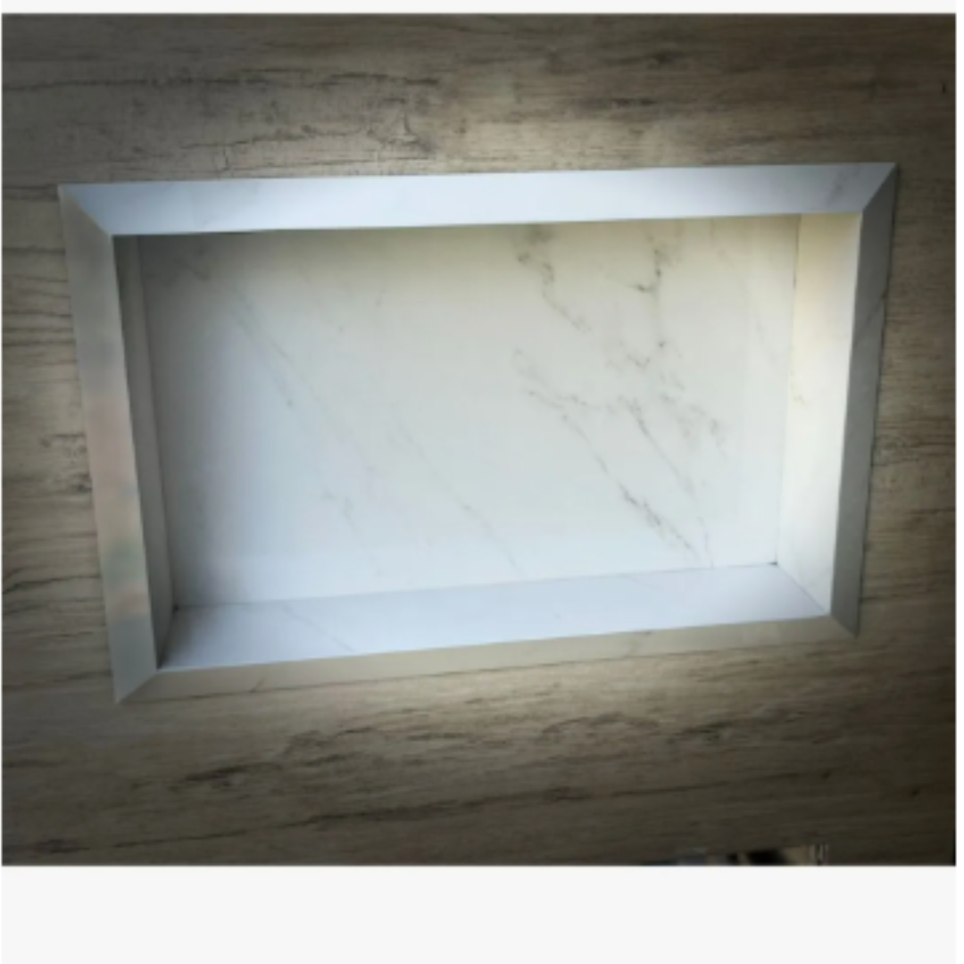 Nicho Borda Diamante 60x40x10 ( Pronto Para Envio ) Branco Com Veios Cinza Suave Polido - Image 2