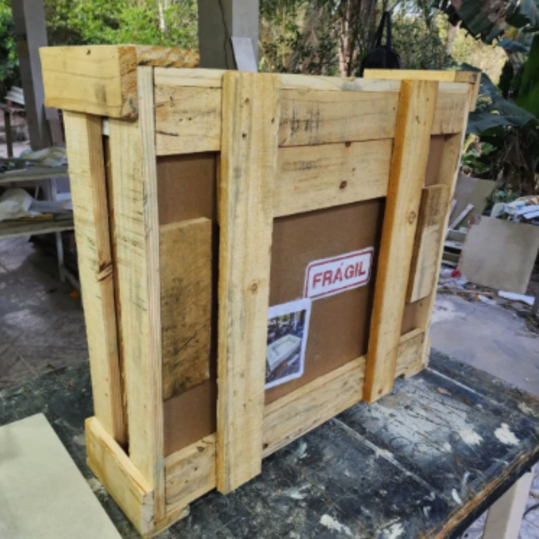 Nicho Externo Borda Quadradra 60 X 40 X 10 Jaj Porcelanato Branco Com Veios Dourados- Polido - Image 2