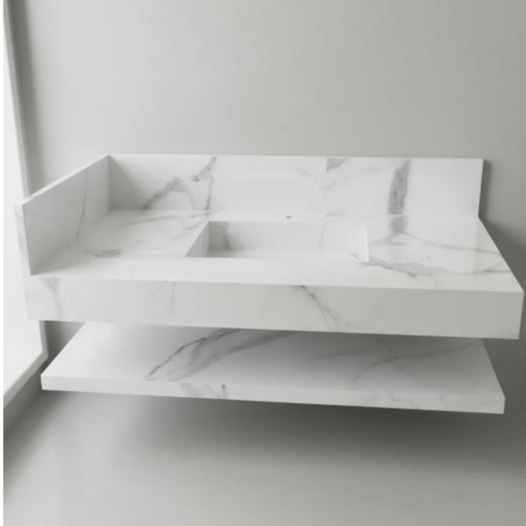 Cuba Esculpida 1,00x55x10 Com Plateleira Calacata Polido - Image 2