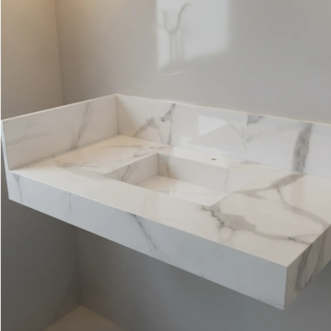 Cuba Esculpida 1,00x55x10 Com Plateleira Calacata Polido - Image 8