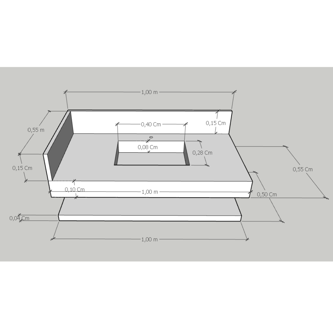 Cuba Esculpida 1,00x55x10 Com Plateleira Calacata Polido - Image 3